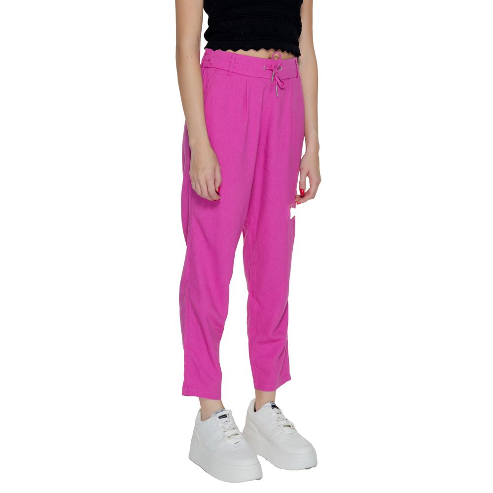 Only - Effortless Linen Blend Pleated Trousers - Pink Only