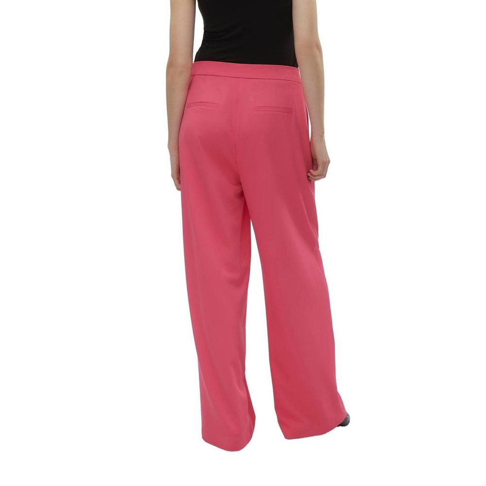 Vero Moda - Elegant Wide Leg Pleated Palazzo Trousers - Pink Vero Moda