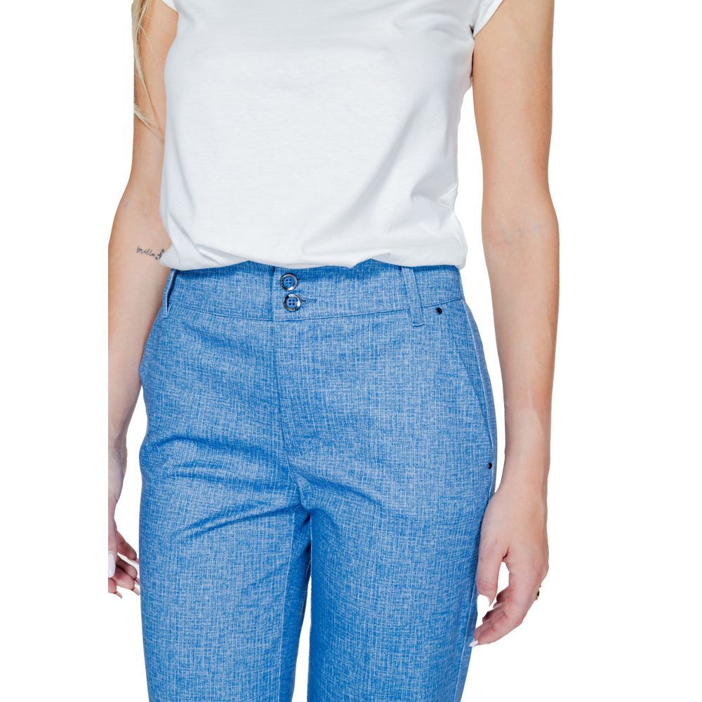 Street One - Contemporary Wide Leg Palazzo Trousers - Blue Street One