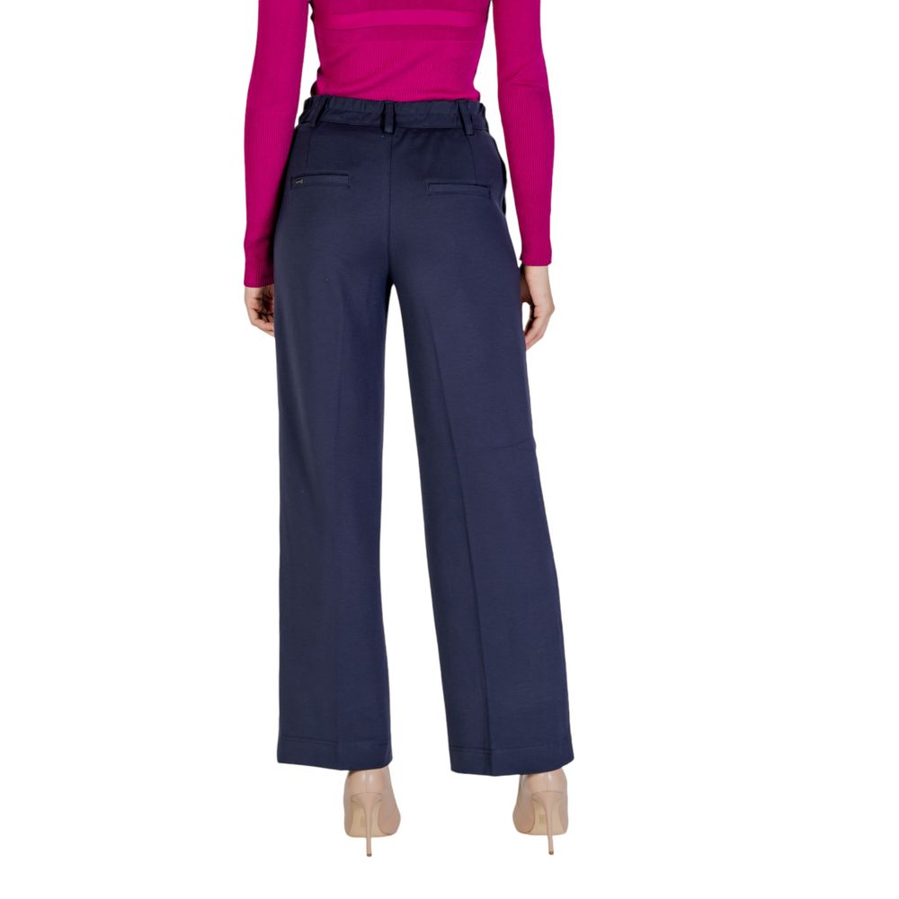 Street One - Elegant Viscose Cigarette Cut Wide Leg Trousers - Blue Street One