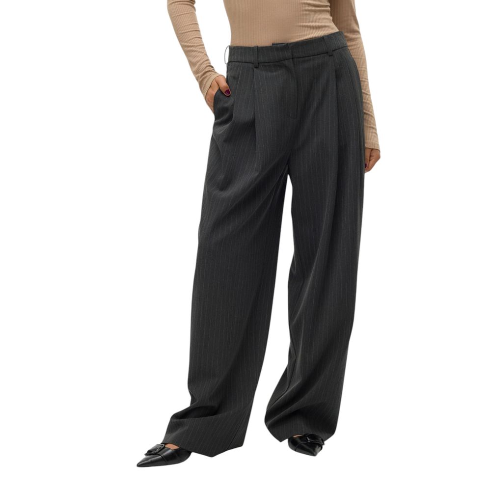 Vero Moda - Sophisticated Wide Leg Pinstripe Trousers - Grey Vero Moda