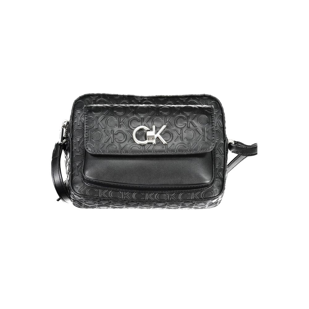 Calvin Klein - Structured Embossed Monogram Crossbody Bag - Black Calvin Klein