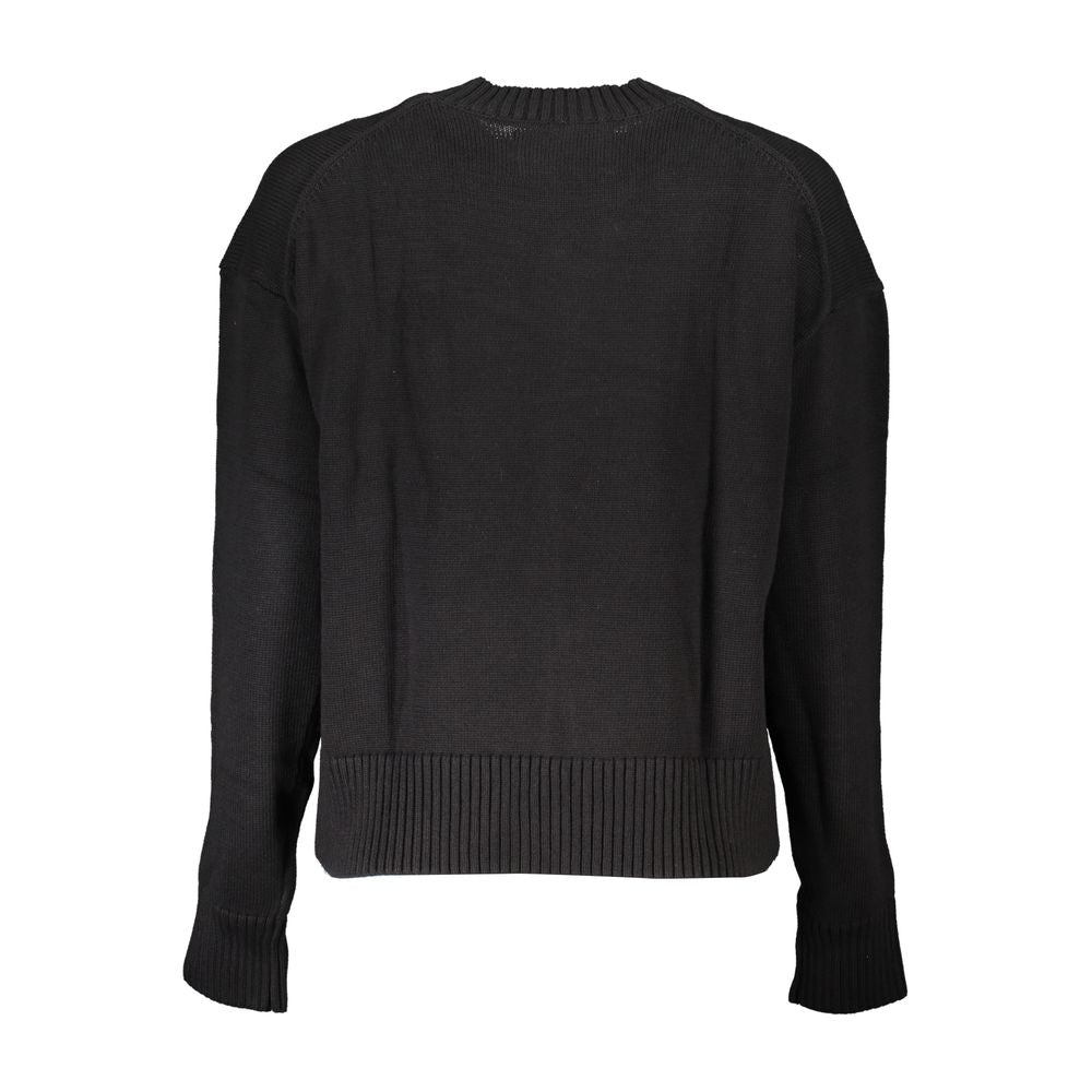 Calvin Klein - Elegant Ribbed Cotton Crew Neck Sweater - Black Calvin Klein