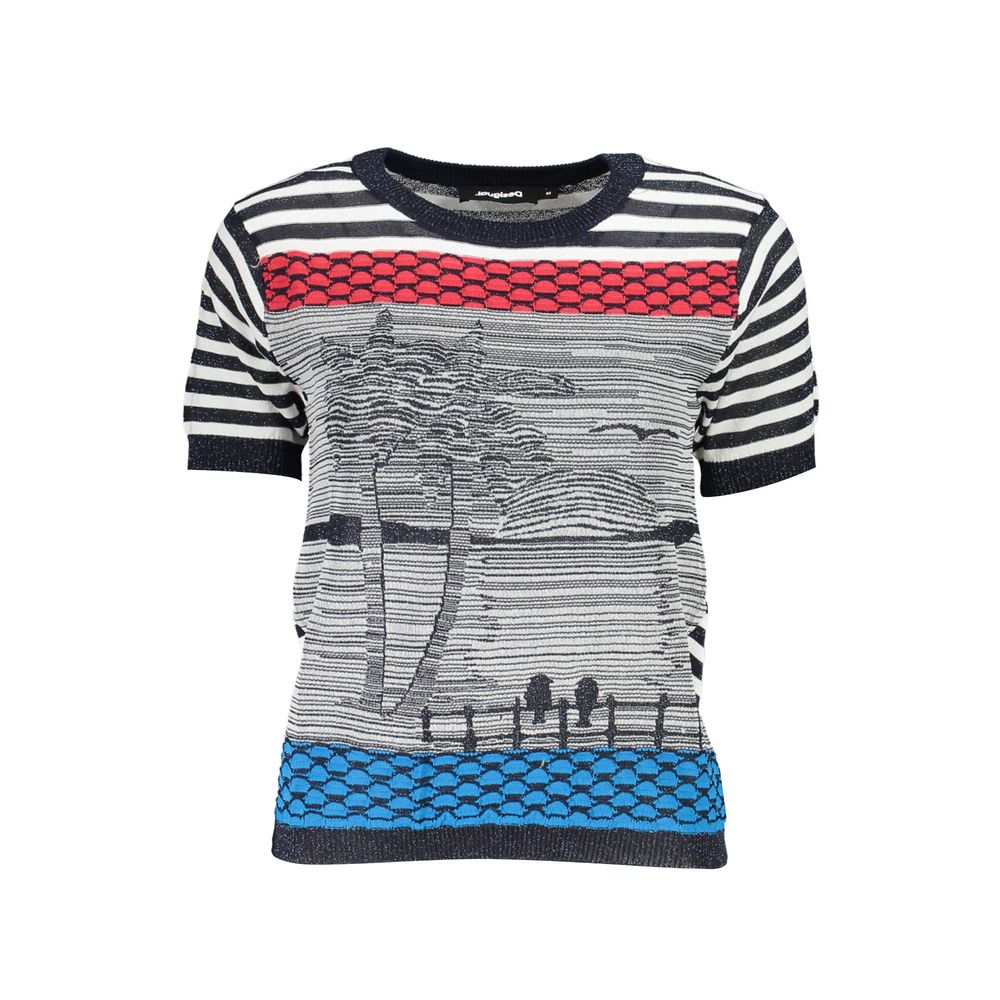 Desigual - Bold Graphic Stripe Metallic Knit Top - Blue Multi Desigual