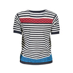 Desigual - Bold Graphic Stripe Metallic Knit Top - Blue Multi Desigual
