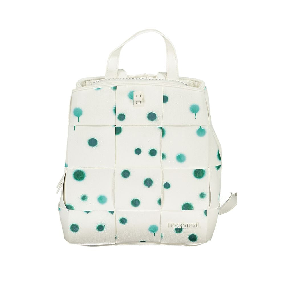 Desigual - Playful Woven Polka Dot Backpack - White Desigual