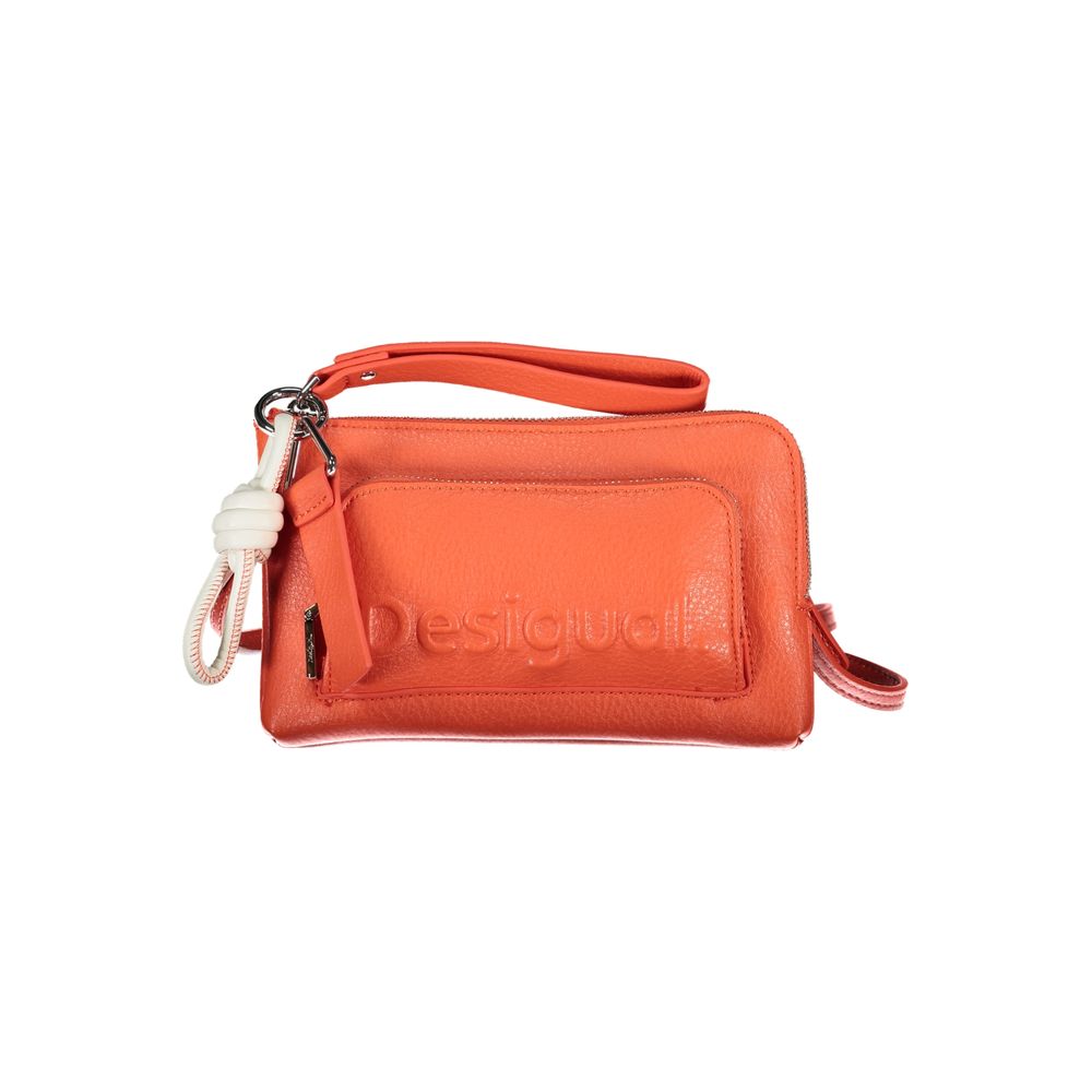 Desigual - Playful Textured Polyethylene Crossbody Bag With Rope Detail - Coral Desigual