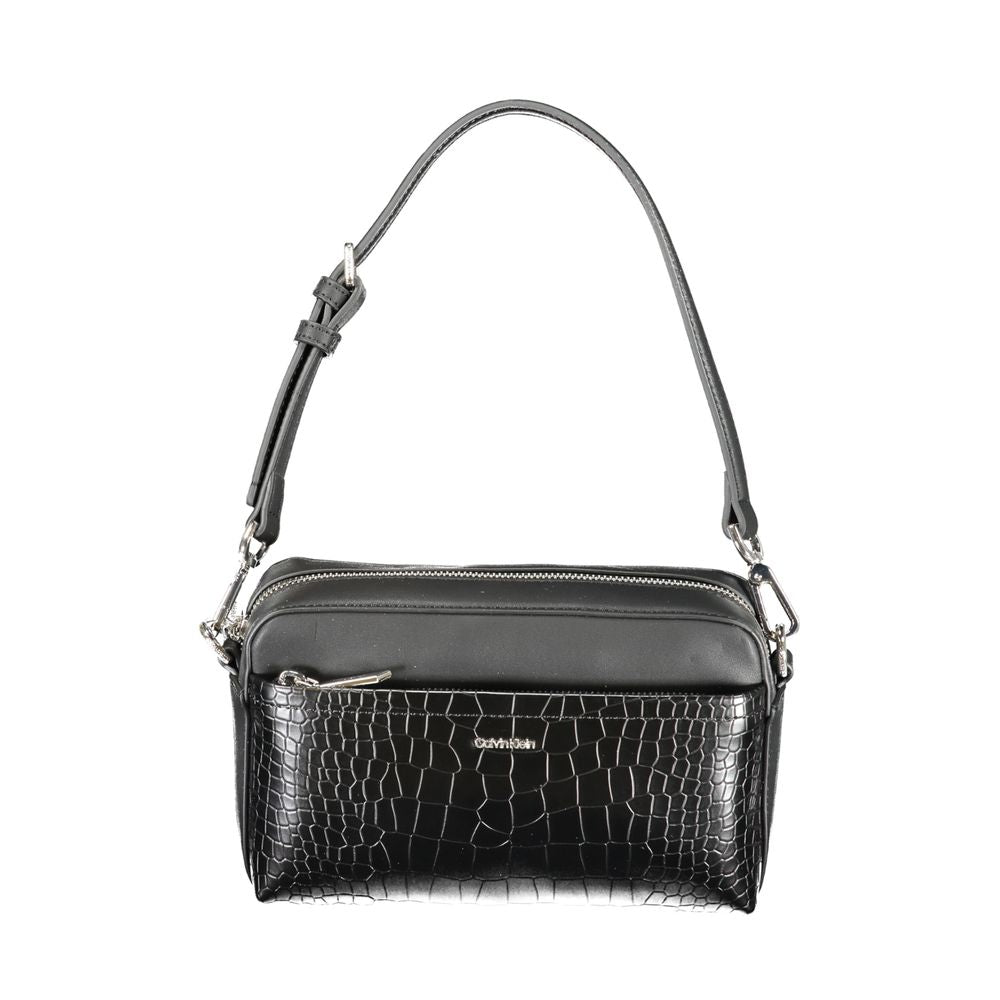 Calvin Klein - Structured Croc-Effect Adjustable Shoulder Bag - Black Calvin Klein