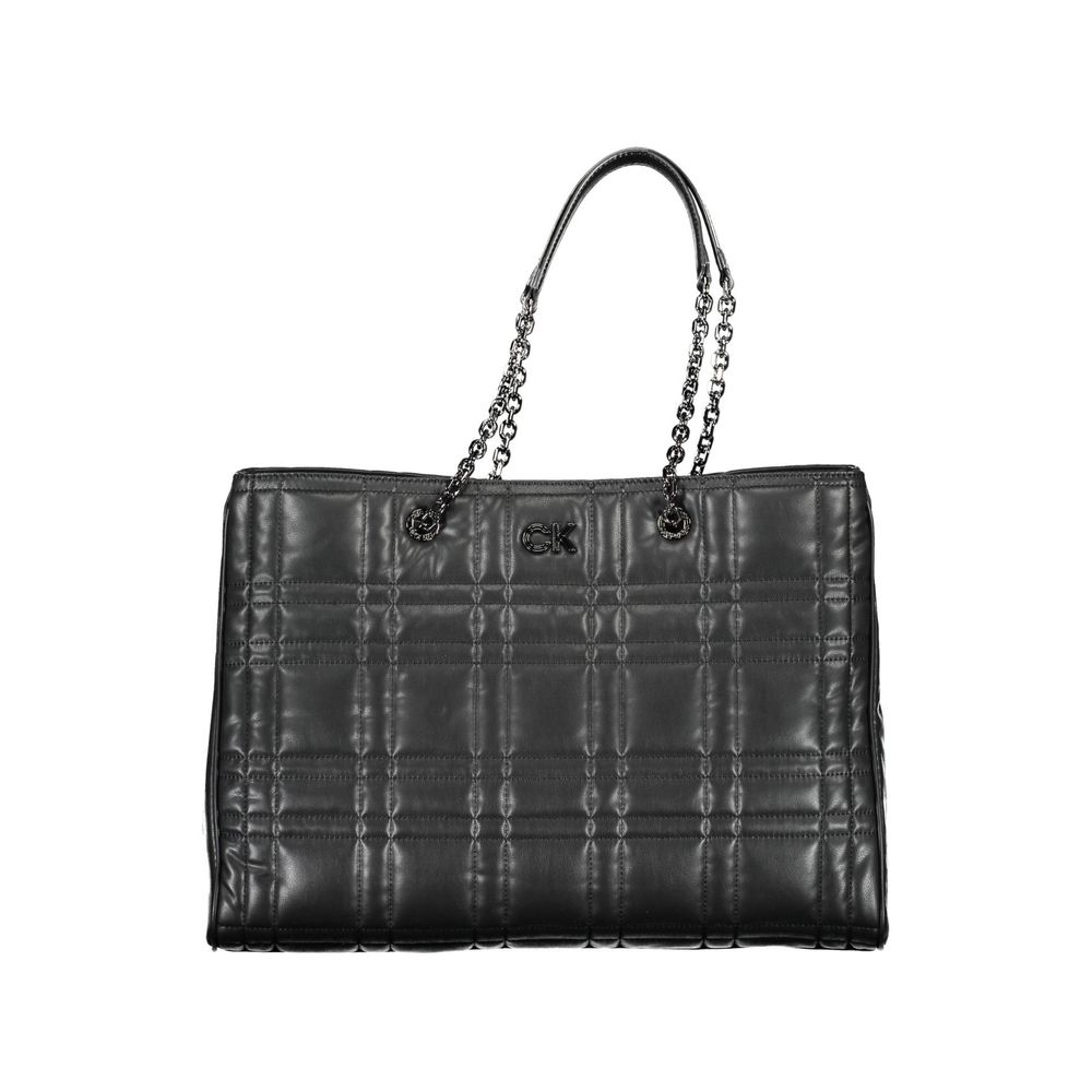 Calvin Klein - Structured Quilted Chain Handle Tote Bag - Black Calvin Klein