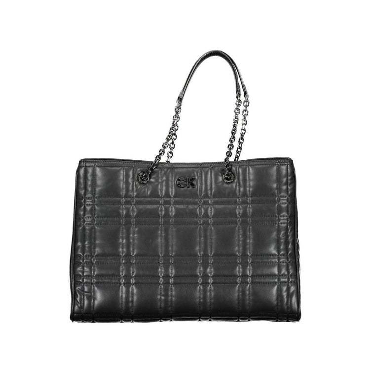 Calvin Klein - Structured Quilted Chain Handle Tote Bag - Black Calvin Klein