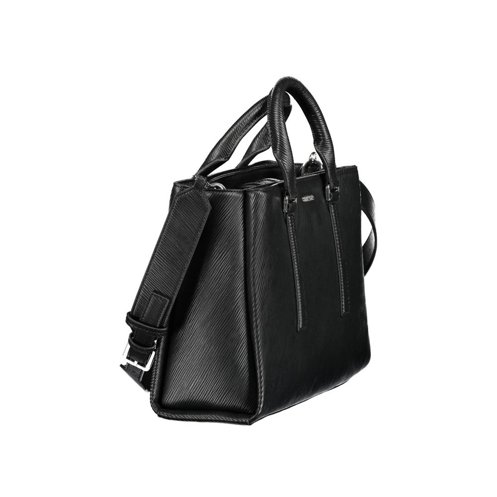 Calvin Klein - Structured Textured Top Handle Handbag with Removable Strap - Black Calvin Klein