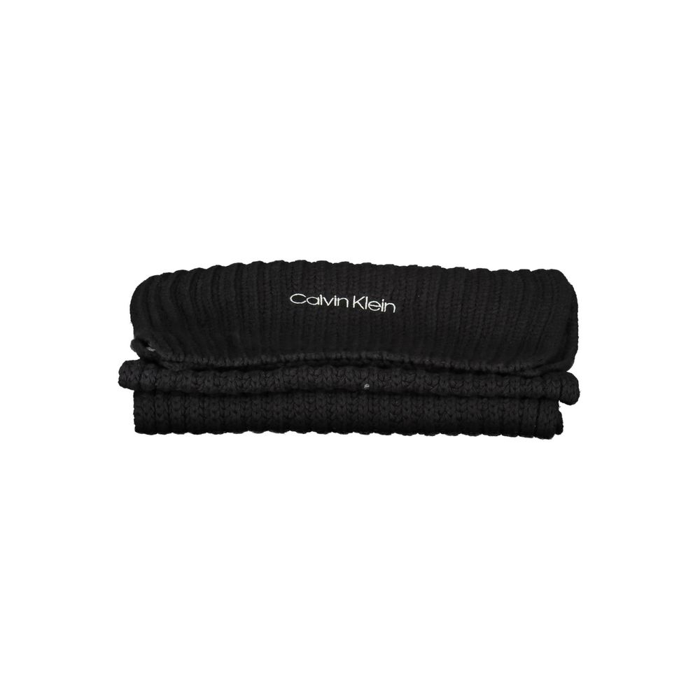 Calvin Klein - Minimalist Knitted Cotton Logo Scarf - Black Calvin Klein