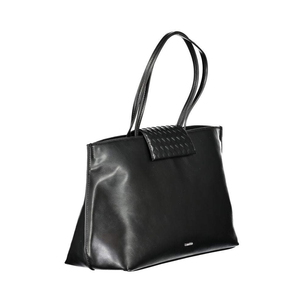 Calvin Klein - Sleek Structured Textured Detail Shoulder Bag - Black Calvin Klein