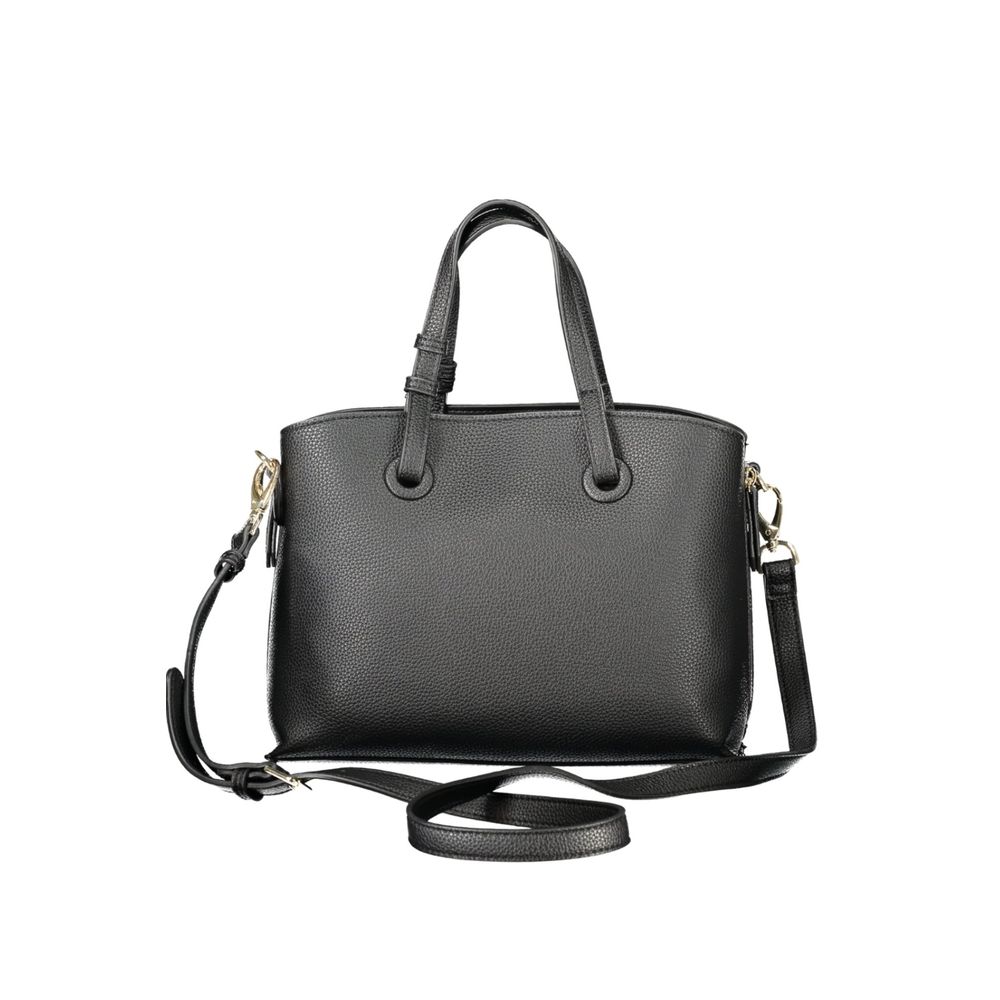 Valentino - Structured Textured Polyethylene Handbag with Dual Handles - Black Mario Valentino