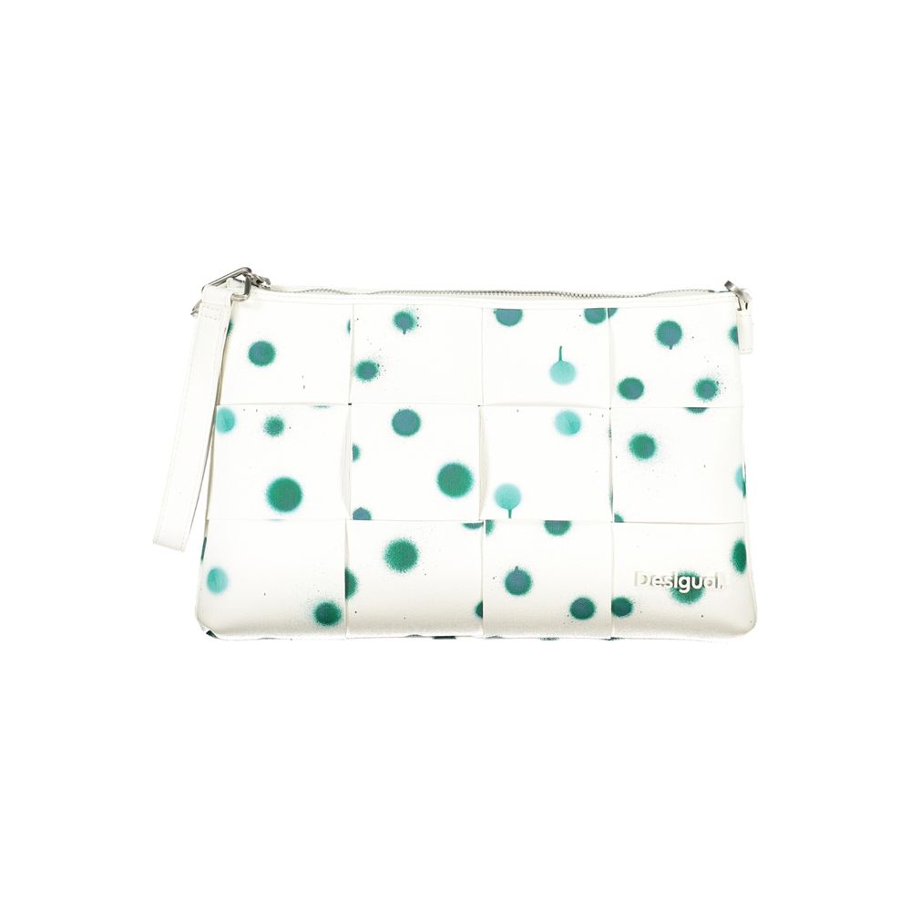 Desigual - Playful Woven Polka Dot Polyethylene Clutch Bag - White Green Desigual