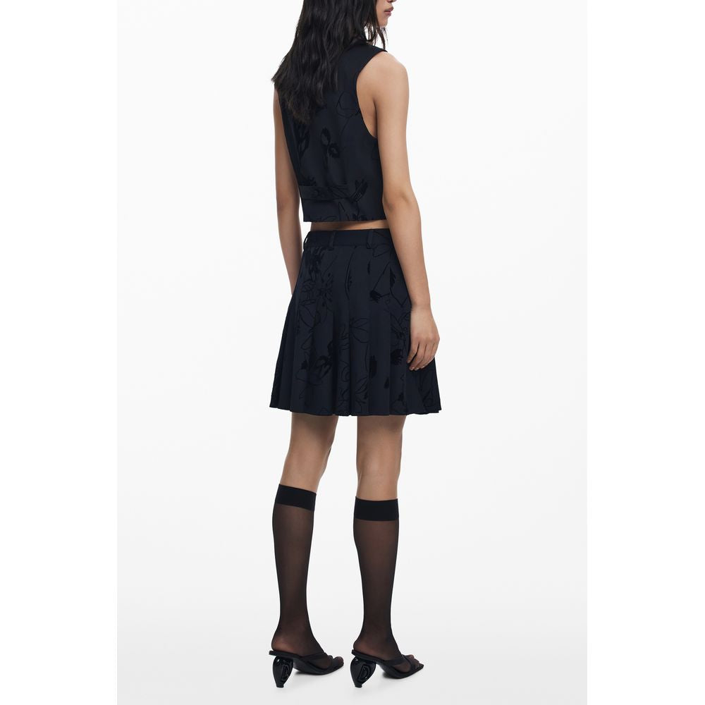 Desigual - Bold Flock Print Flared Mini Skirt - Black Desigual