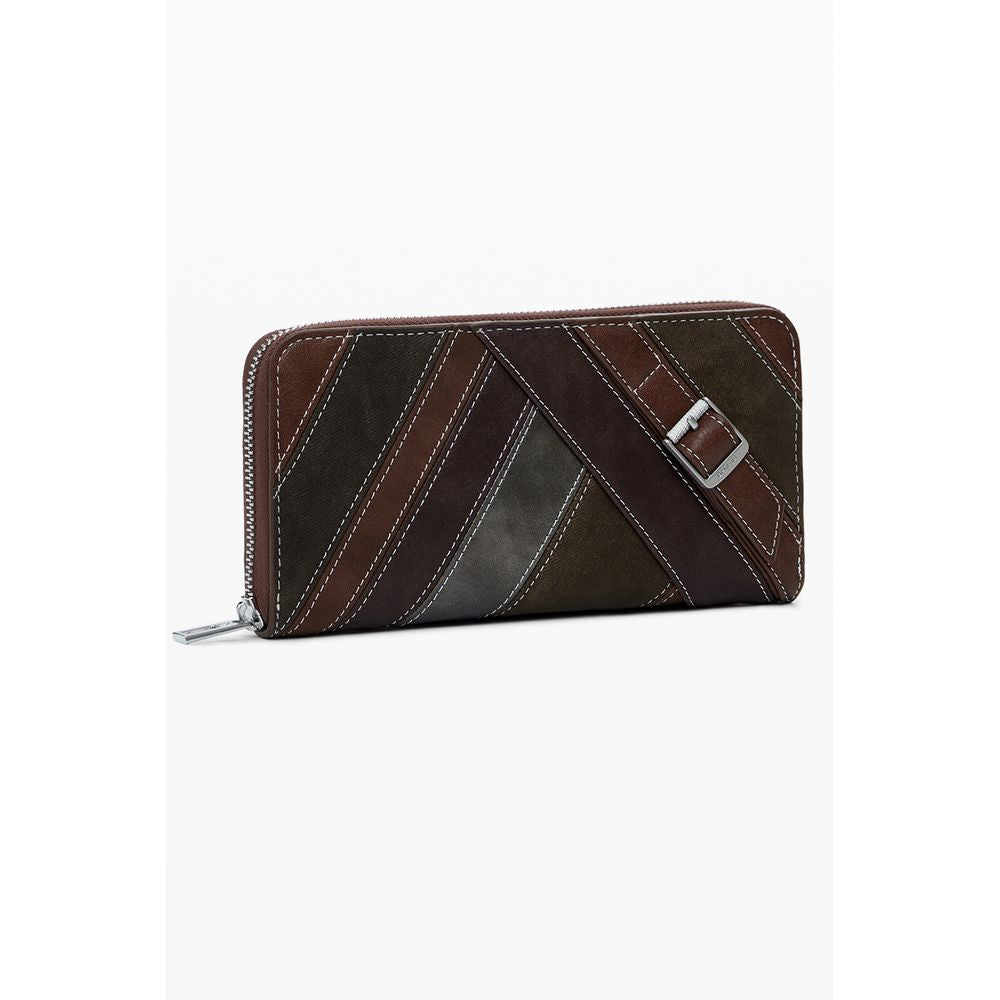 Desigual - Bold Patchwork Geometric Zip Wallet - Brown Desigual