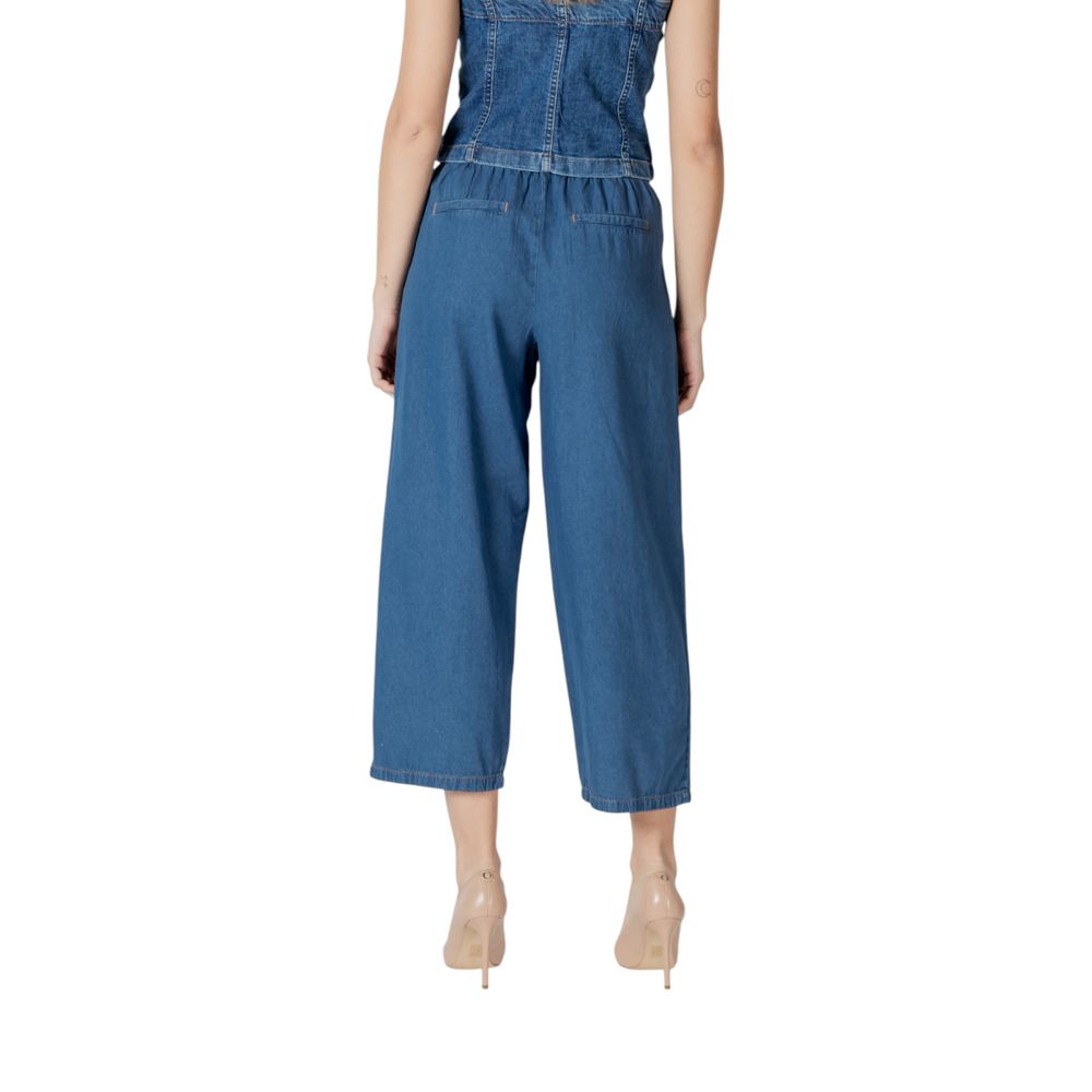 ICHI - Modern High-Rise Balloon Leg Cropped Jeans - Blue ICHI