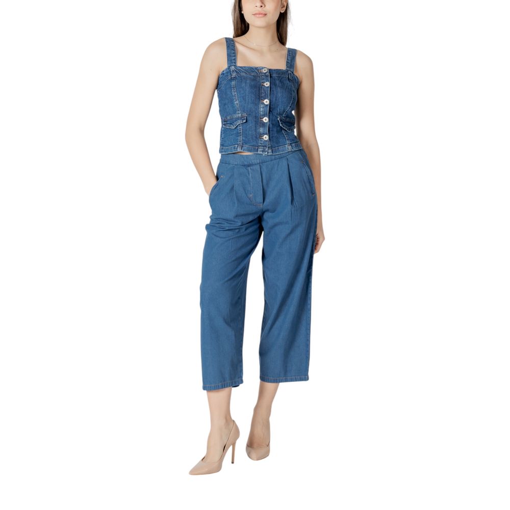 ICHI - Modern High-Rise Balloon Leg Cropped Jeans - Blue ICHI