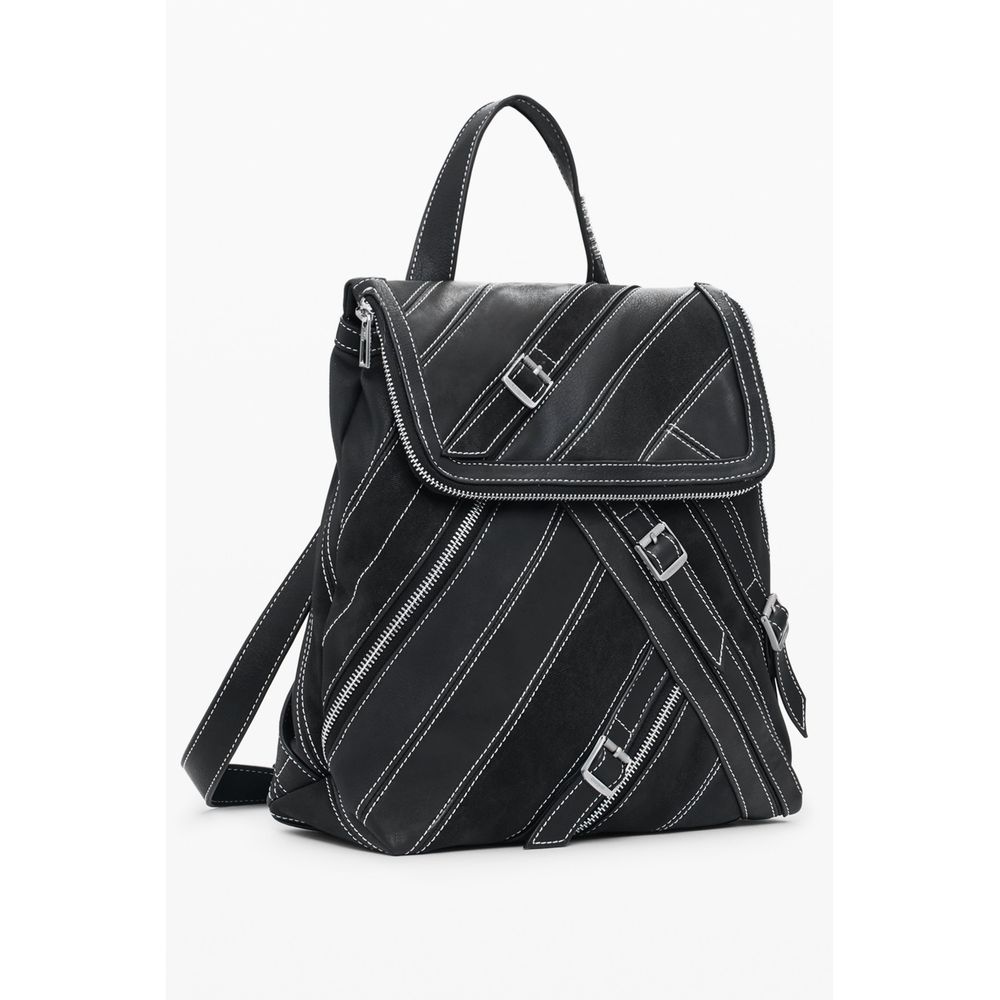 Desigual - Edgy Polyethylene Backpack with Contrast Stitching - Black Desigual