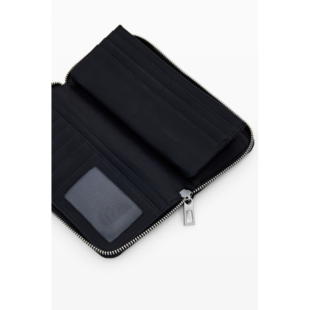 Desigual - Sleek Polyethylene Zip Wallet with Buckle Detail - Black Desigual