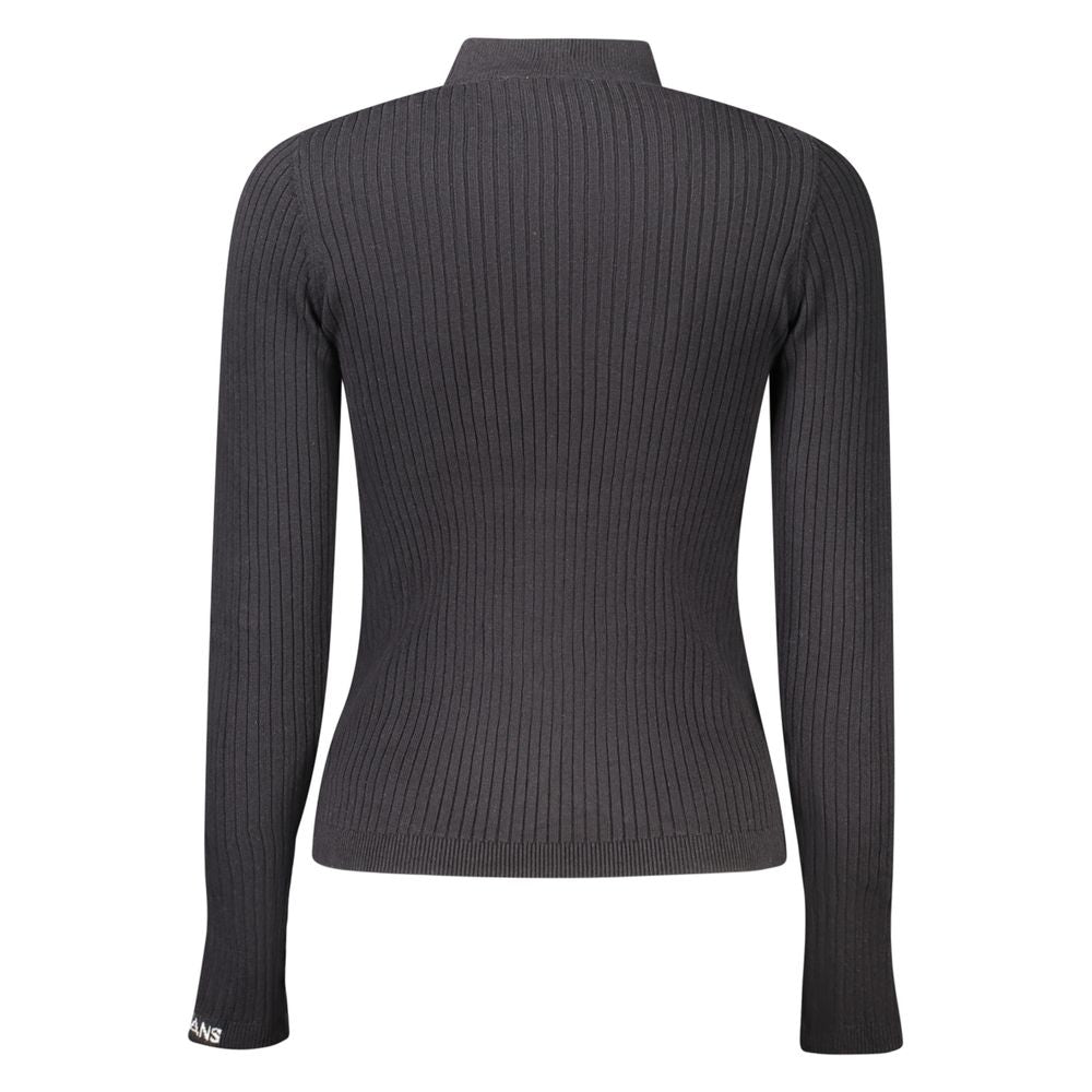 Pepe Jeans - Sleek Ribbed Mock Neck Fitted Sweater - Black Pepe Jeans