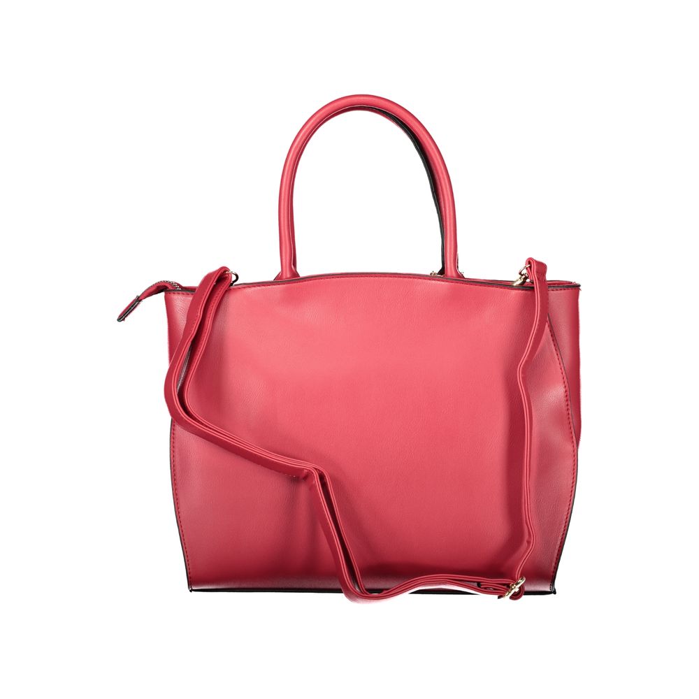 Laura Biagiotti - Bold Structured PVC Tote Bag with Floral Charm - Red Laura Biagiotti