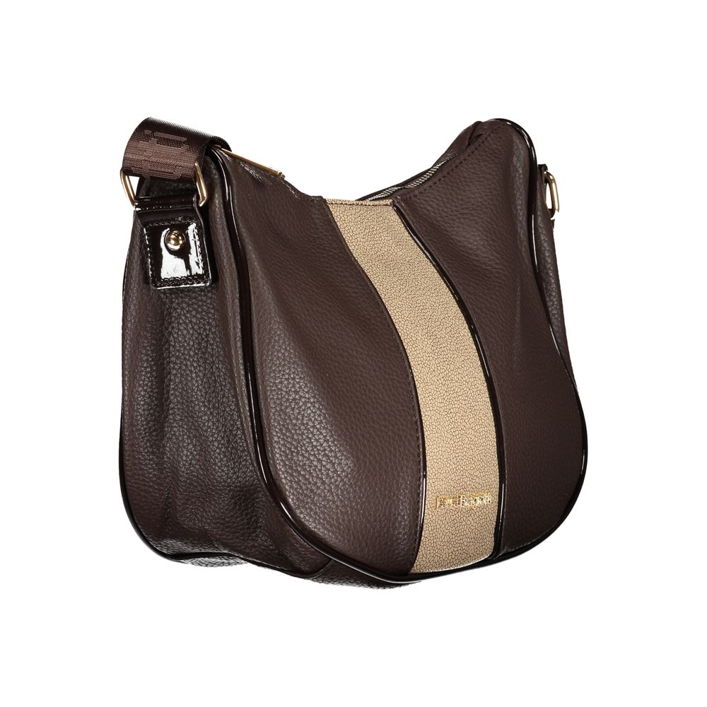 Laura Biagiotti - Sophisticated Textured PVC Shoulder Bag With Contrast Panel - Brown Laura Biagiotti