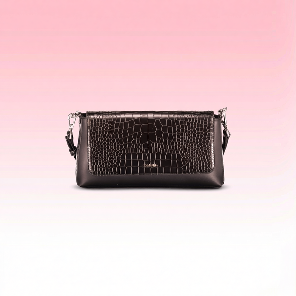 Calvin Klein - Structured Croc-Effect Shoulder Bag - Black Calvin Klein