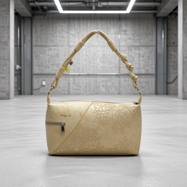 Desigual - Artistic Embossed Knotted Handle Shoulder Bag - Beige