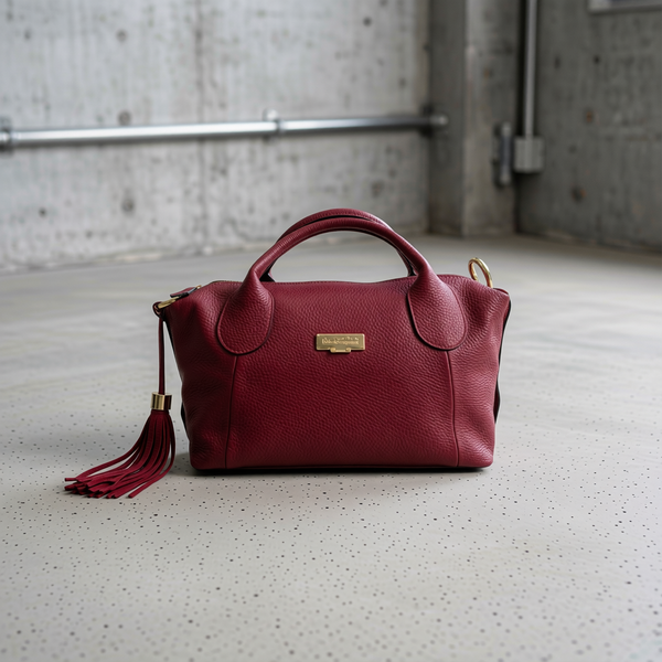 Baldinini Trend - Textured Cowhide Shoulder Bag with Tassel - Red