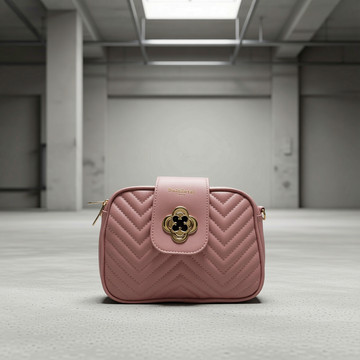 Baldinini Trend - Elegant Quilted Chevron Crossbody Bag - Pink
