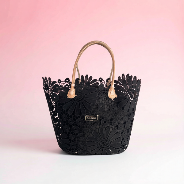 Baldinini Trend - Sculptural Floral Openwork Basket Handbag - Black Baldinini Trend