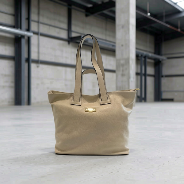 Baldinini Trend - Polished Textured Cowhide Shoulder Bag - Beige