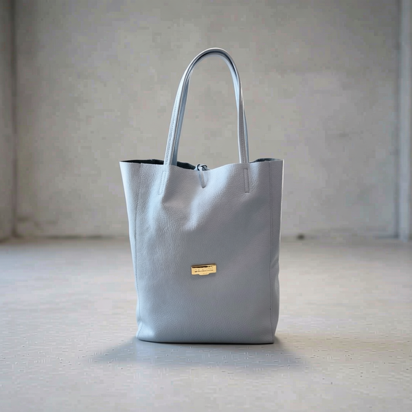 Baldinini Trend - Structured Blue Cowhide Shoulder Bag With Tie Closure - Blue