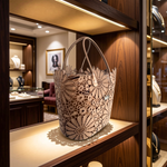 Baldinini Trend - Artistic Floral Openwork Basket Handbag - Brown Baldinini Trend