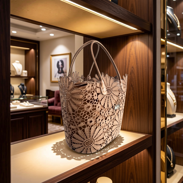 Baldinini Trend - Artistic Floral Openwork Basket Handbag - Brown Baldinini Trend
