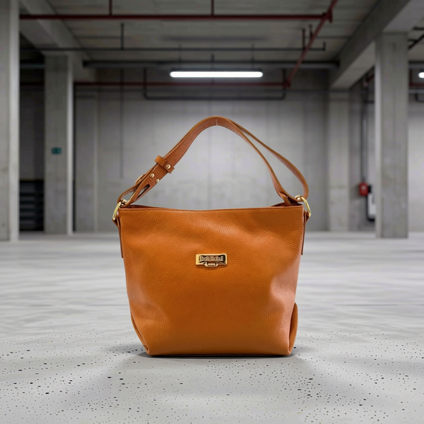 Baldinini Trend - Polished Textured Cowhide Shoulder Bag - Brown