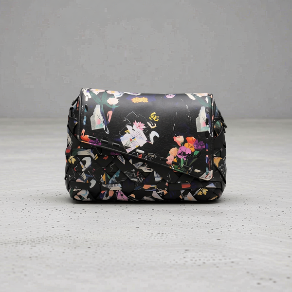 Desigual - Artistic Woven Floral Print Mini Crossbody Bag - Black Floral