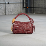 Desigual - Bold Glossy Braided Handle Mini Flap Bag - Burgundy Desigual