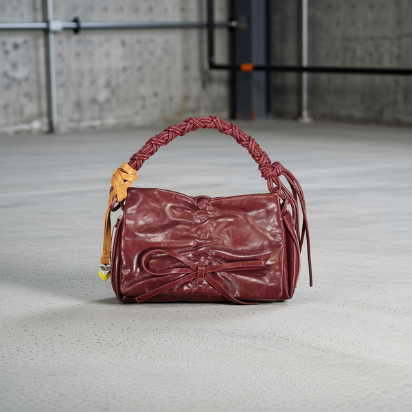 Desigual - Bold Glossy Braided Handle Mini Flap Bag - Burgundy Desigual