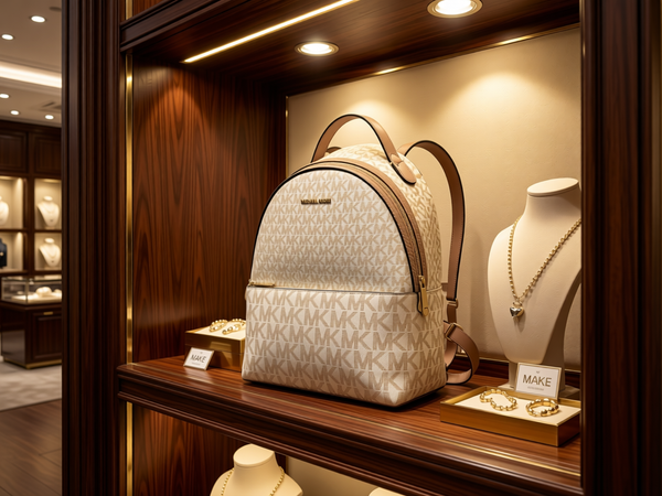 Michael Kors - Iconic Monogram Medium PVC Backpack - Beige Gold Michael Kors