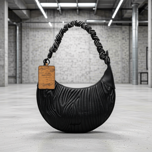 Desigual - Bold Embossed Textured Braided Handle Shoulder Bag - Black