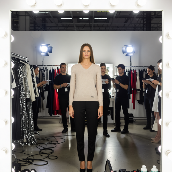 Baldinini Trend - Elegant Cashmere Blend Regular Fit V-Neck Sweater - Beige Baldinini Trend