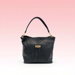 Baldinini Trend - Structured Textured Cowhide Shoulder Bag with Gold Hardware - Black Baldinini Trend
