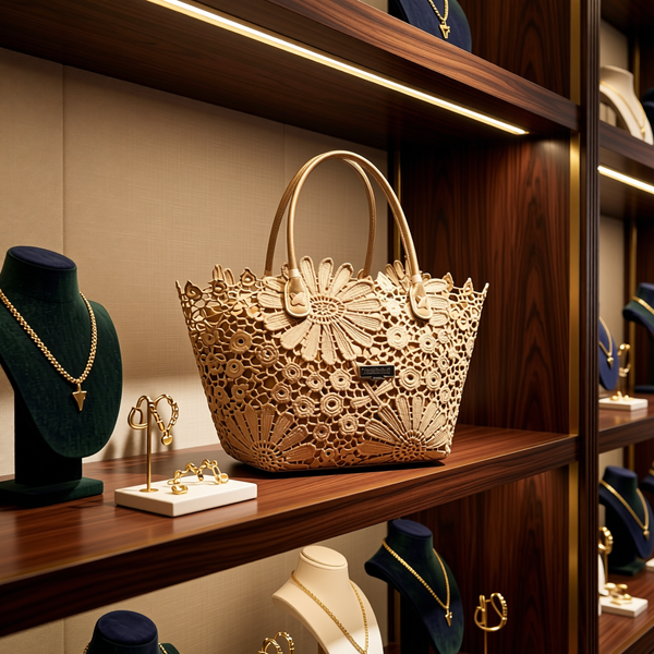 Baldinini Trend - Artistic Floral Openwork Basket Handbag - Brown Baldinini Trend