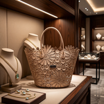 Baldinini Trend - Artistic Floral Openwork Basket Handbag - Brown Baldinini Trend