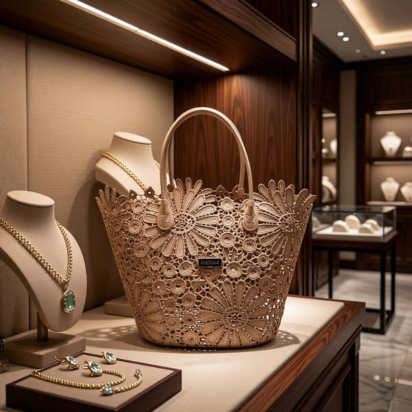 Baldinini Trend - Artistic Floral Openwork Basket Handbag - Brown Baldinini Trend