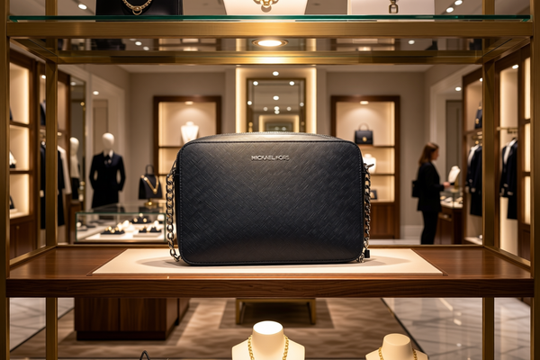 Michael Kors - Polished Saffiano Leather Structured Crossbody Bag - Black Michael Kors