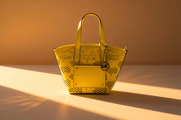 Michael Kors - Vibrant Perforated Vegan Leather 2-In-1 Tote Messenger Bag - Daffodil